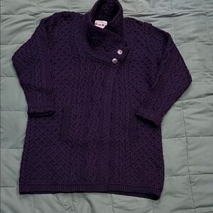 Aran Crafts Women's Cowl Neck Sweater - Dark Blue